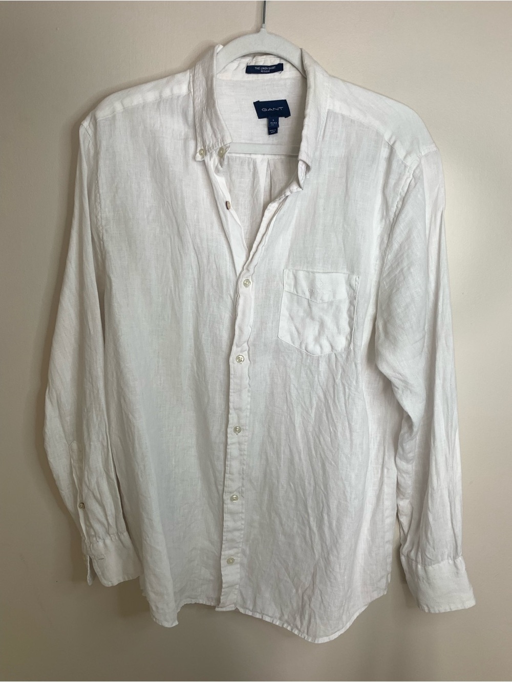Gant White Linen Casual Button-Down Shirt